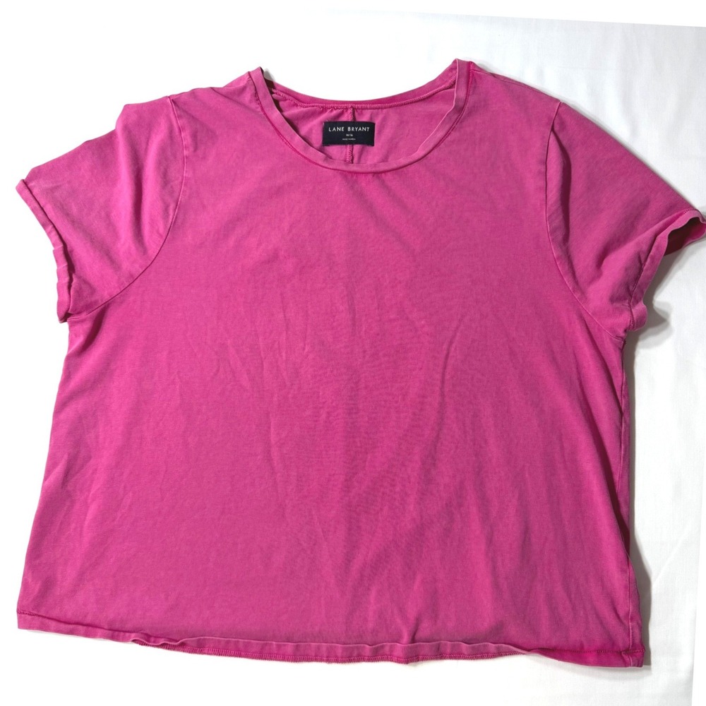 Lane Bryant Women's Barbiecore Pink Short Sleeve Crew Neck T-Shirt Size 14/16